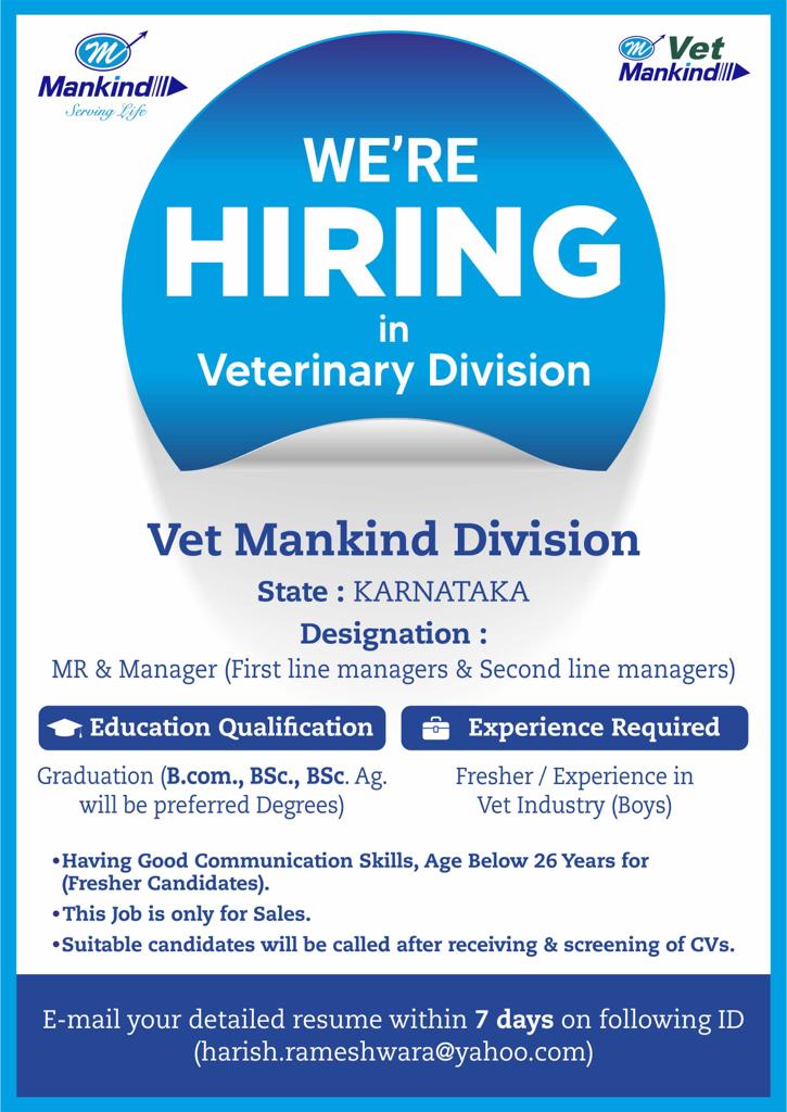 Mankind Pharma Vet Division jobs 
